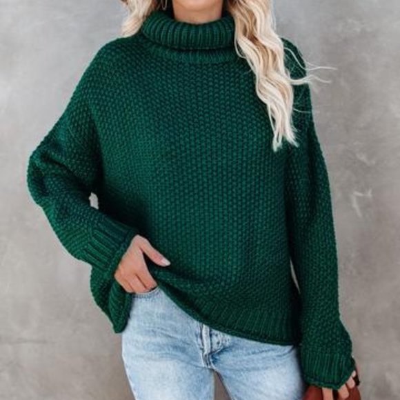 Warm Embrace Emerald Green Turtleneck Sweater - Picture 10 of 13